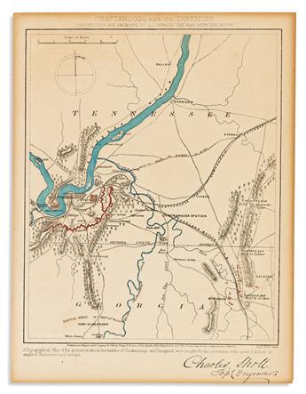 (CIVIL WAR.) Charles Sholl, topographical engineer. Group of 4 small-scale color-printed battle plans.
